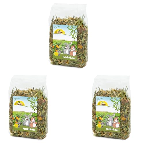 JR FARM Hierbas de Campo | Paquete Triple | 3 x 200 g | Alimento complementario para Todos los roedores y Conejos Enanos | Hierbas de Campo secas con Copos de Cereales aromáticos y Verduras
