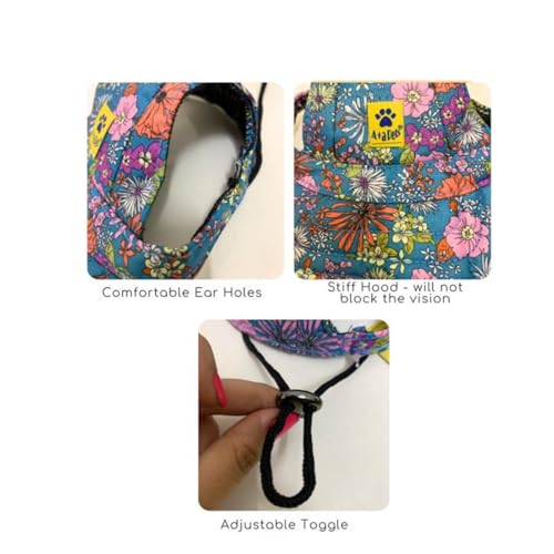 Image of A+a Pets' Stylish Baseball Cap for Dogs & Cats | Adjustable Toggle| Printed Waterproof | for Everyday, Summer, and Rainy Days (L)