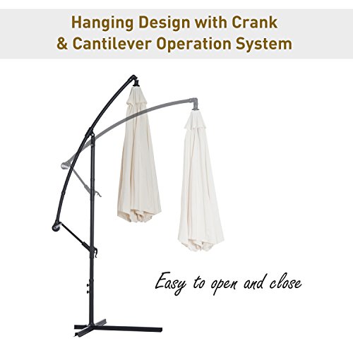 Outsunny 3 Meters Garden Parasol Sun Shade Patio Banana Hanging Rattan