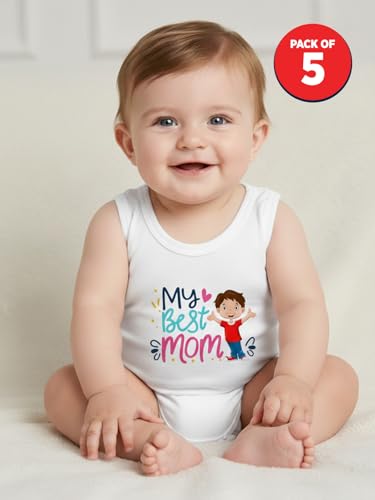 Image of LUX PARKER Unisex Baby Regular Fit Vest Cotton Sleeveless for Boys and Girls Sando Baniyan Combo | Print May Vary