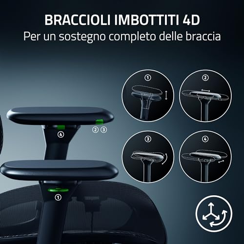 Fujin Pro - Sedia da gaming completamente regolabile con rete traspirante resistente (Tecnologia Synchro-tilt con controllo, Supporto lombare regolabile 2D) Nero - Sedia gaming - Immagine 7