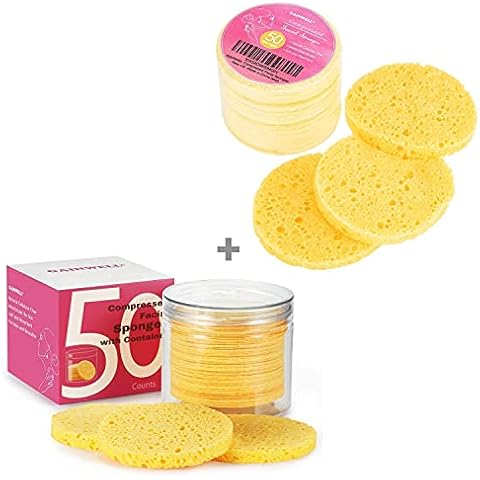 GAINWELL 50-Count Compressed Facial Sponges with Storage Container Bundle with 50-Count Facial Sponges Refill (100 PCS) Cover