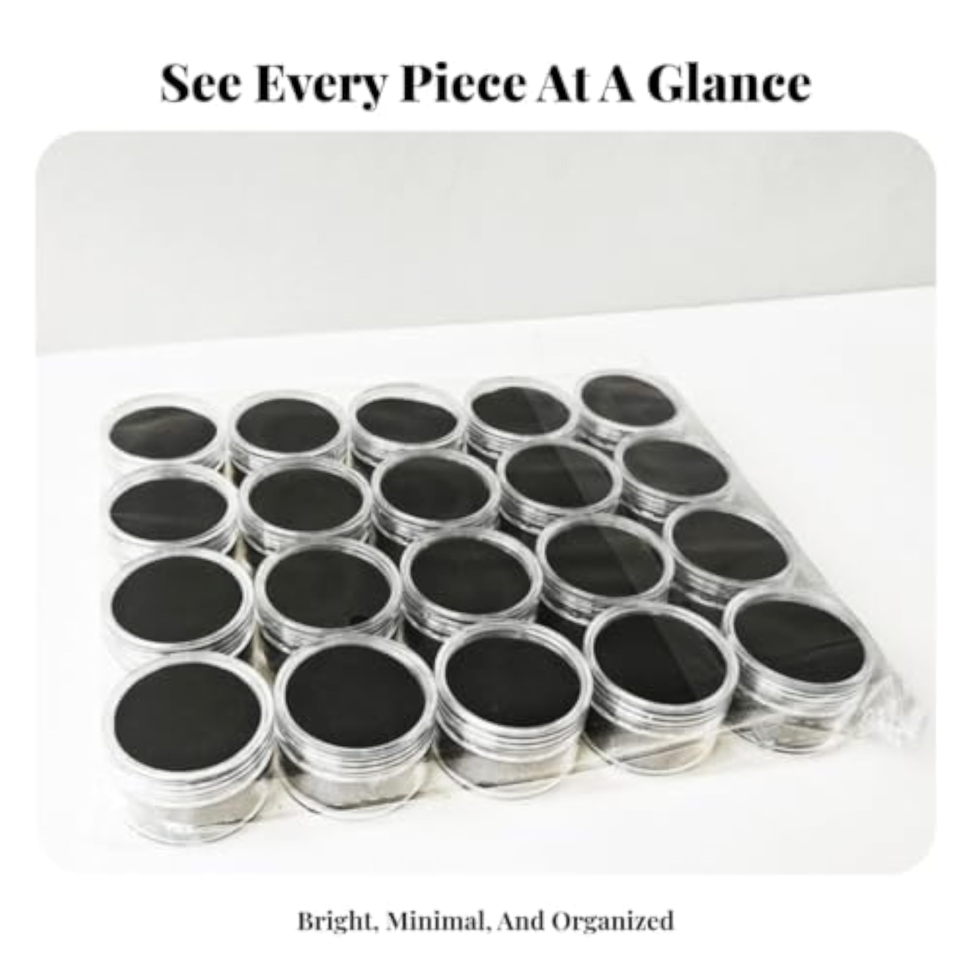 20 Pieces Low-Profile Cosmetic Storage Jars Stackable