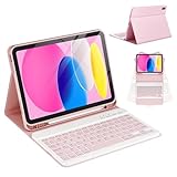 CC Store Keyboard Case for iPad 10th 2022/A16 11th Generation 2025(10.9/11 inch), for iPad 11/10 Gen Case with Wireless Detachable Rechargeable Bluetooth Keyboard & Pencil Holder,Pink