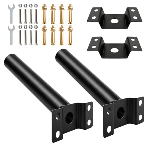 Light Pole Mount Bracket – 1.9in Dia Thickened Steel Arm for Street Light, Heavy Duty Galvanized Metal, 2Pcs Outdoor Pole Kit, LED Solar Lamp Post Extension, Fit Flood/Fog/Spot Lighting (length 15.7") by Elfmuyapole - Used condition - US$24.57