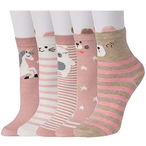 Calcetines de dibujos animados de 5 pares de calcetines de algodón para mujeres y niñas Cover