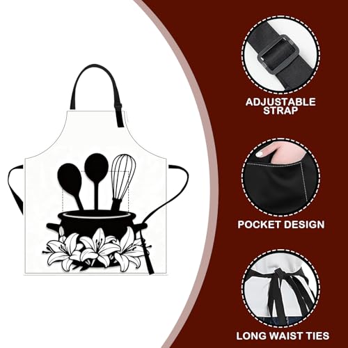 Image of Nuxovilar Cute Cooking Kitchen Apron, 26.77 * 30.7 Inches, Essential for Kitchen Cooking, Baking, Festive Gatherings