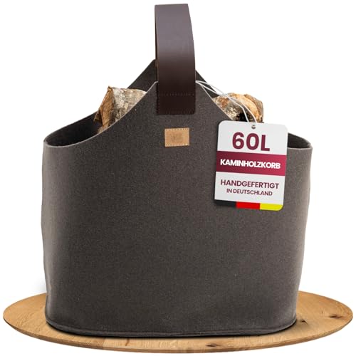 Filz Holzkorb für Kaminholz [60 L] - Made in Germany - Kaminholzkorb aus...