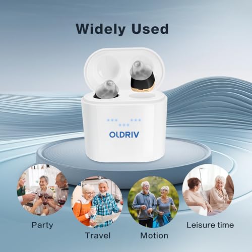 OLDRIV Hearing Aids,12 Channel Rechargeable Hearing Aid for Seniors Adults with Noise Cancelling,Completely-in-Canal (CIC) Mini Digital Hearing Aid, Charging Case 1 Pair BLACK — view 6