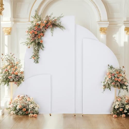 Image of GarveeHome Half Moon Arch Cover Backdrop Spandex Fitted Wedding Arch Stand Cover Double Sided Half Top Stretchy Backdrop Cover for Birthday Party Baby Shower Graduation Decorations