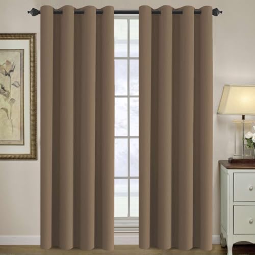 Image of H.VERSAILTEX Blackout Curtain for Living Room Thermal Insulated Window Treatment Curtain Extra Long 84 inch Length Energy Saving Solid Grommet Top Blackout Drape, One Panel, Macchiato, 52 inch W x 84 inch L
