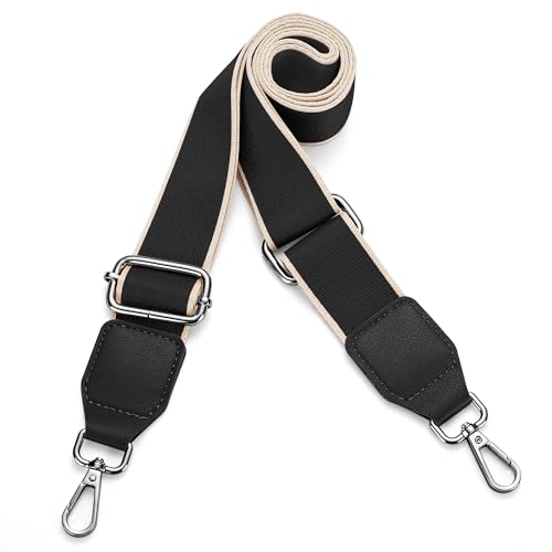 Image of Hamdecro Purse Straps Replacement Crossbody, Universal Wide Shoulder Strap for Bags Adjustable Straps for Handbags, Gunmetal Buckle - Black