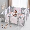 Uanlauo baby playpen 18 panel play pens for babies and toddlers safety foldable playpen easy assemble baby fence indoor outdoor use baby play yard baby fence play area greywhite  urban country home decor