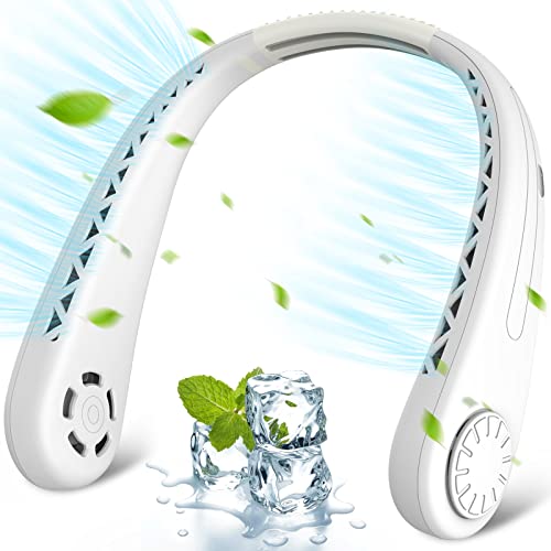 SHAVINGFUN Ventilador de cuello portatil,4000 mAh Ventilador Cuello USB Recargable con,Ventilador de Cuello Colgante Sin Hojas,3 velocidades para deportes de viaje de oficina en casa al aire libre Cover