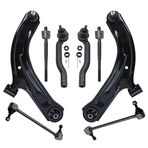 Image of Detroit Axle - Front End 8pc Suspension Kit for 2007-2012 Nissan Versa 2009-2014 Nissan Cube, 2 Lower Control Arms with Ball Joints Inner & Outer 4 Tie Rods 2 Sway Bars Replacement