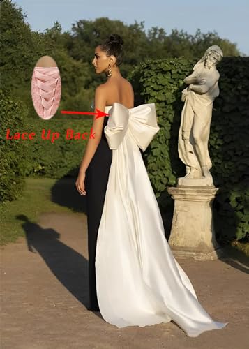 Sevintage Satin Tube Top Prom Dress for Women Long Pleated Formal Evening Party Gown with Bow2