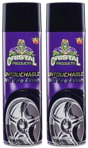 Cristal Products Untouchable Tire Shine Spray Long-Lasting Wet Tire Finish for Deep Gloss & Protection Waterproof Tire Shine Easy Application Premium Tire Cleaner Shine 8oz (2PK)