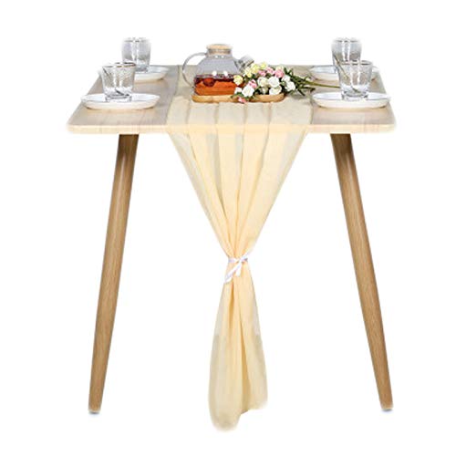 B-HOT Chemin de Table en Mousseline de Soie Décor pour Mariage Reestaurant Fête Anniversaire 70X300cm Champagne Cover