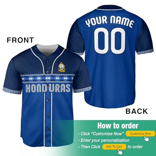 Jersey personalizado de béisbol Honduras para hombre, camiseta de béisbol Honduras miniatura 3