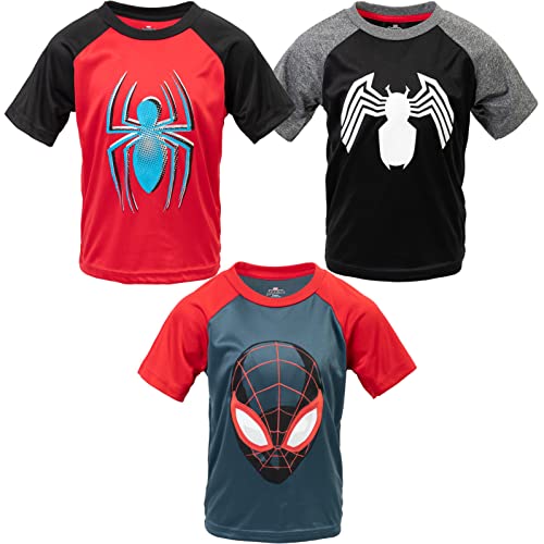 Marvel Spider-Man Avengers Miles Morales Venom Hulk Captain America 3 Pack Athletic T-Shirts Toddler to Big Kid