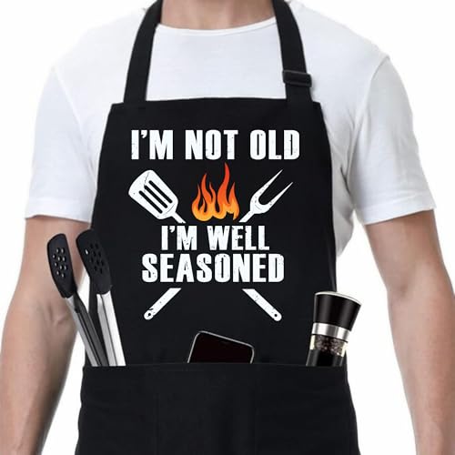 ZYNINORA Funny BBQ Grilling Aprons for Men with Pockets, BBQ Grill Mens Cooking Apron Funny for Men, Dad Birthday Gift