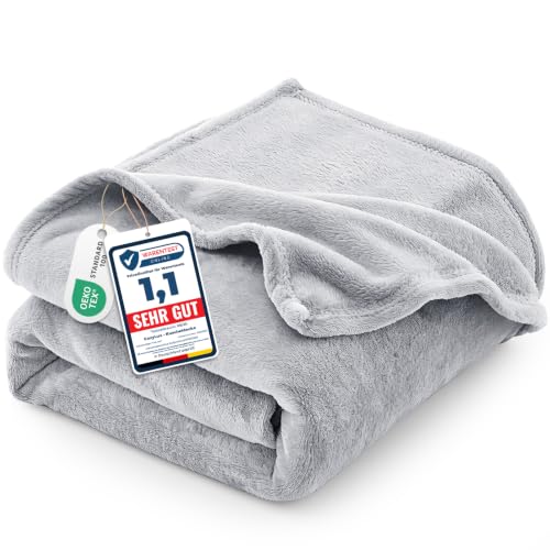 CozyLux Kuscheldecke Flauschig Decke 230x270 cm Hellgrau – Ansicht 1