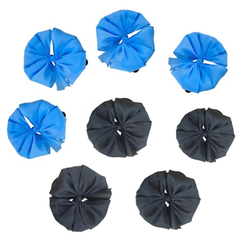 Image of Readymade Ribbon for School Girls - Soft Satin Bow Hair Accessory - Easy to Wear, Stylish & Neat Look - Ideal for School Uniforms bow in girls & Daily Use - Pack of 8 /School Ribbon in Kids (black & sky blue, moer coverage)