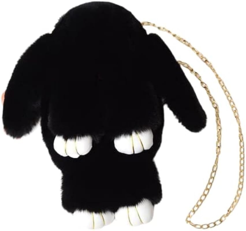 Soft Cute Bunny Sling Bag With Chain And Smooth Zipper For Girls/Fluffy Rabbit Cross body& Hand Bag