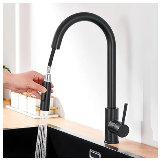 Grifos Cocina Fregadero Extraible, Lonheo Grifo Cocina Negro con 2 Modos de Pulverización, 360°Grifo de Cocina en Acero Inoxidable, Grifo Monomando Cocina Agua Frío y Calor Disponibles