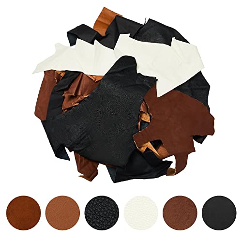 Sweetude 3 Lb Leather Scraps Mixed Earth Tone Colors Leather Remnants Real Cowhide Upholstery Leather Sheets For Crafts Wallet Bag Purses Making Tooling Knife Sheath Material #TOP21