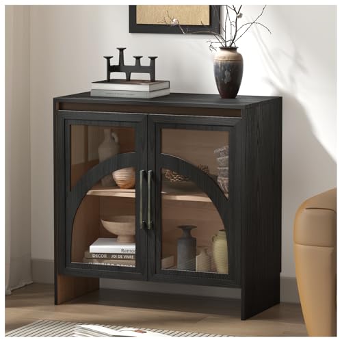 Jiansu furni,Sideboard Buffet Cabinet with Storage,Accent Cabinet with Glass Door,Credenza Storage with Adjustable Shelf for Living Room,Entryway,Kitchen