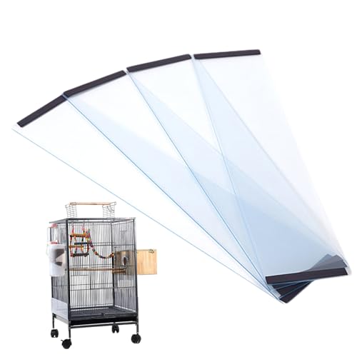 Hperu Bird Cage Seed Catcher Guard 4Pcs Anti-Scatter Mess-Free Bird Seed Catcher Transparent PVC Bird Cage Seed Catcher for Parrot, Parakeet, Macaw,Bird Cage Cover,Bird Cage Seed Catcher