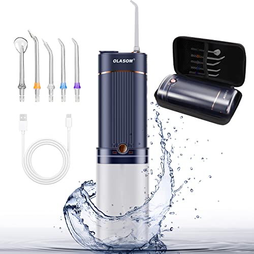 Portable-Water-Flosser-Professional-for-Teeth-Cleaning-with-5-Pressure-Modes-Over-320ML-Removable-Water-Tank-Type-C-Rechargeable-Oral-Irrigator-with-5-Jet-Tips-Waterproof-Travel-Case