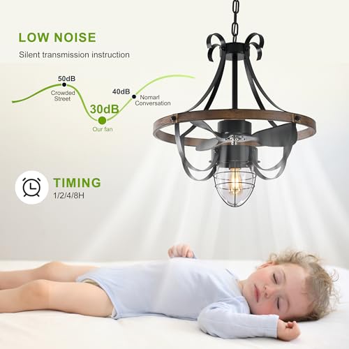 Image of Garwarm 21 inch Waterproof Outdoor Ceiling Fan with Light and Remote, Fandelier