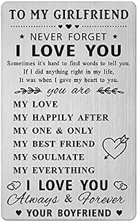 Girlfriend Gifts, Anniversary Card for Girlfriend, Engraved Love Message Birthday Wallet Card for Girlfriend from Boyfriend