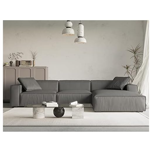 Acanva Modern L-Shaped Deep Sectional Sofa Furniture Set for Living Room Lounge, Minimalist Style Comfy Flannel Upholstery Corner Couch with Chaise, Dark Grey