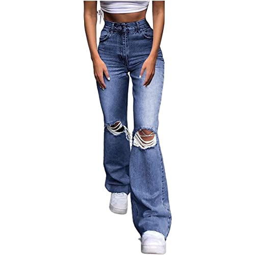 Pantalon en denim extensible taille haute qui galbe la silhouette