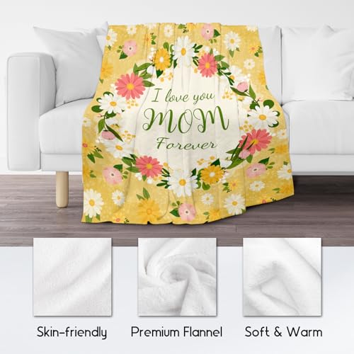 Gift of Blankets for Mather - 60x80 Inch Fleece Throw to Mom Gifts - Yellow Soft Fuzzy Blanket for Festivals Holidays