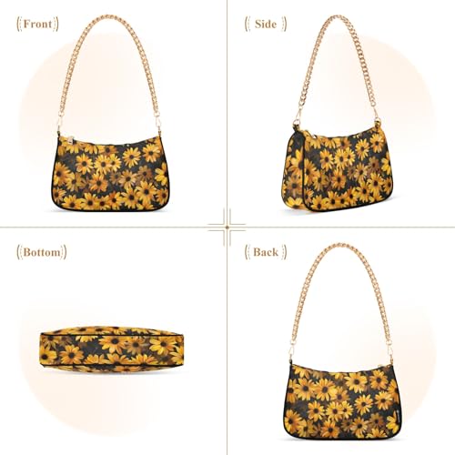 Clutch Shoulder Bags Tote Evening Purse Handbags for Women Yellower Flowers Hobo Bags with Zipper Closure2