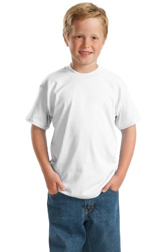 Hanes Boys ComfortBlend EcoSmart 50/50 Cotton/Poly T-Shirt, XL, White