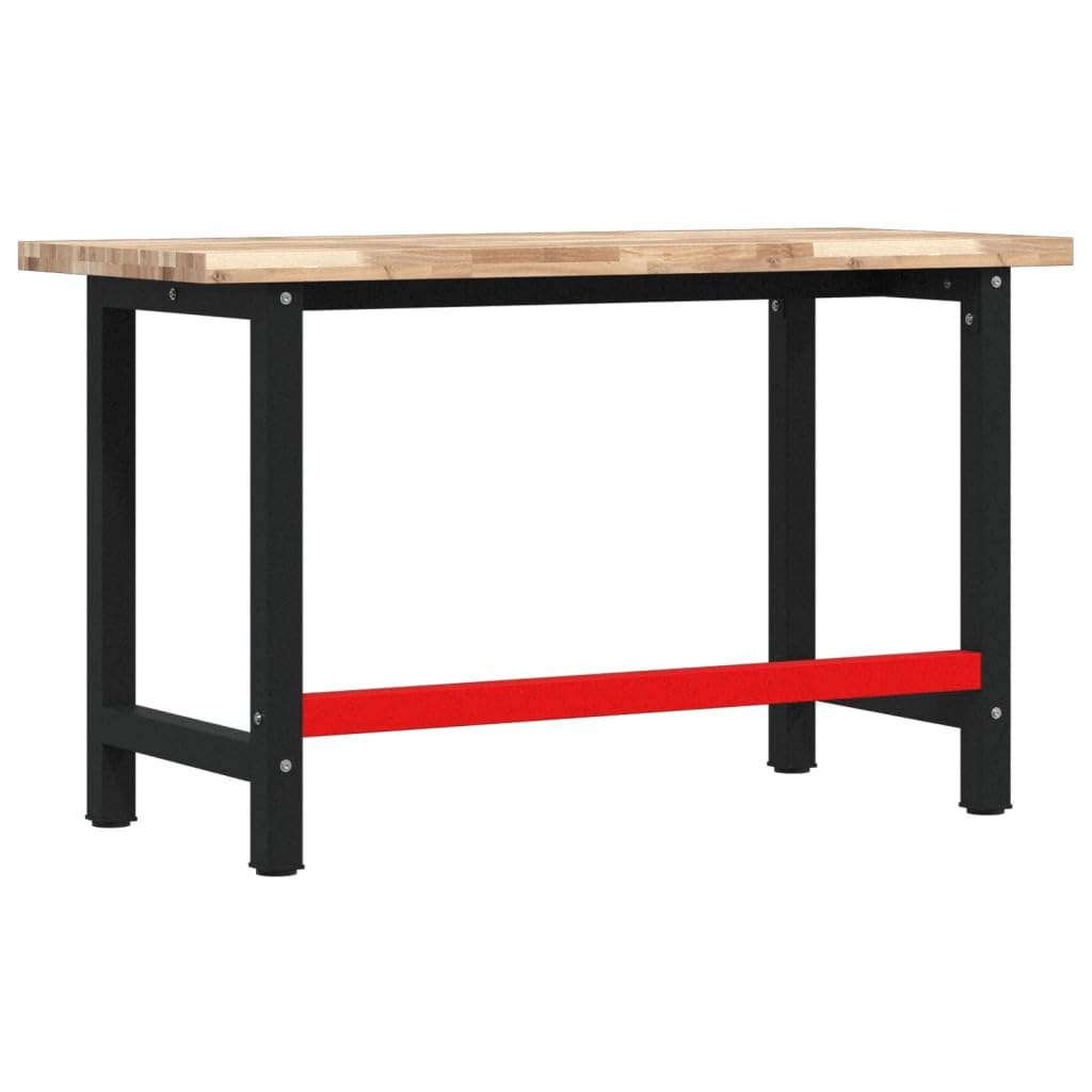 vidaXL Banco da Lavoro 140x60x83 cm Legno Massello Acacia Rettangolare, tavolo da lavoro, postazione da lavoro, banco da lavoro in metallo