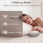 SolaceRise Super Loud Alarm Clock for Heavy Sleepers: Vibrating Digital Auto-Dim Clock with Bed Shaker for Hearing Impaired - Portable Rechargeable Battery for Bedroom Travel Dorm - Putty - Image 4