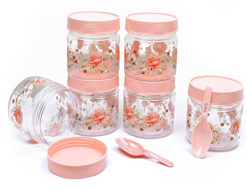 Image of 250 ml Set of 6 -Plastic Airtight Small Storage Container Boxes and Jar Kitchen Set - BPA-Free, Stackable Pantry Organizers for Kitchen Storage, Spices, Dry Fruits, Pulses (Pink)