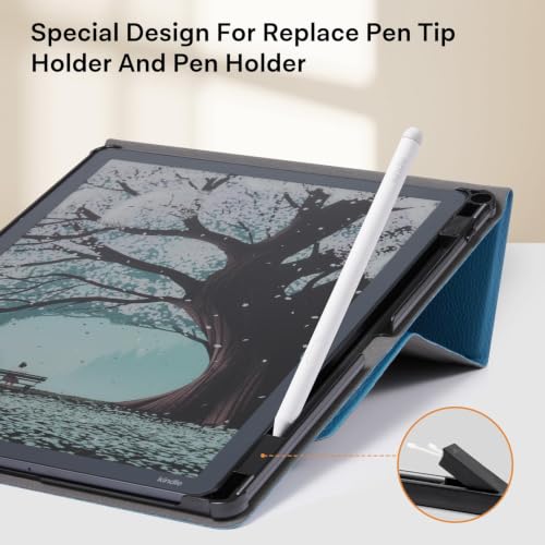 Image of CoBak Case for 11 inch Kindle Scribe 3rd Generation 2025, Kindle Scribe Colorsoft with Two Viewing Angles - All New PU Leather Cover with Auto Sleep Wake, Pen Holder. Royal Blue