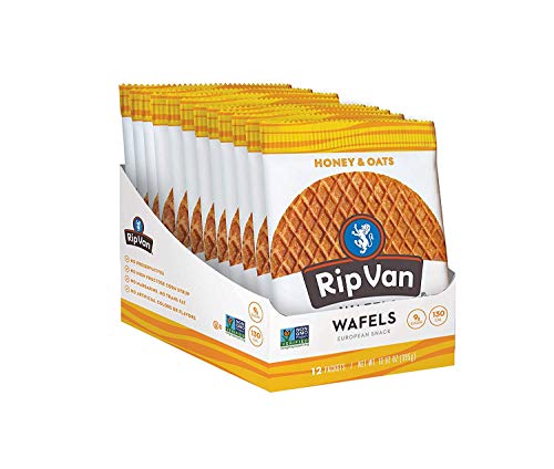 Rip Van Wafels Snack Wafels, Honey and Oats, Pack of 12, 13.92 Ounce