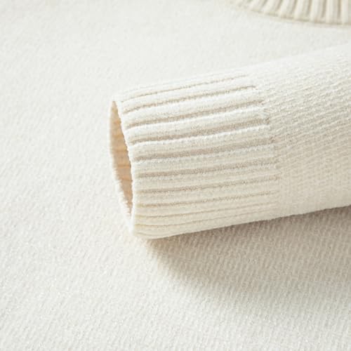 Image of Simple&Opulence Women's Chenille Sweater Crewneck Long Sleeve Pullover Ribbed Cuff Hem Round Neck Jumper Tops