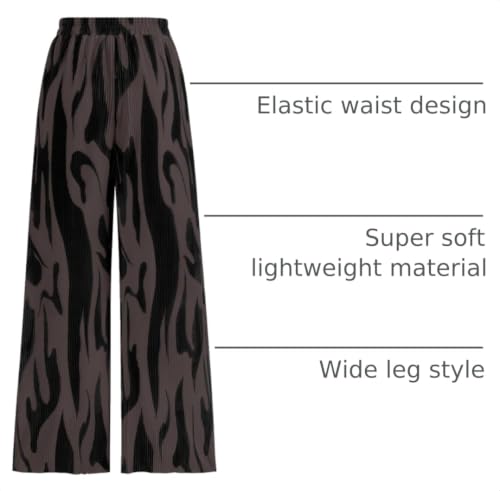 Image of PRETTYGARDEN Womens Pants Dressy Casual Wide Leg Graphic Print Lounge Pants Women Comfy High Waist Pleated Palazzo Pants