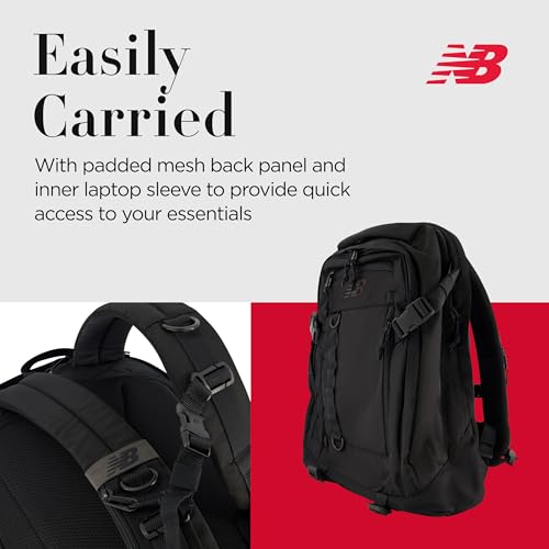 New Balance Laptop Backpack, Athletics Advanced Commuter Travel Bag for Men and Women, Black, 19.5 inch4