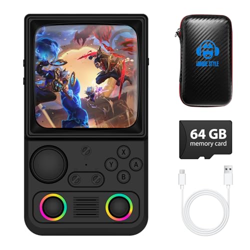 R36TMAX Retro-Handheld-Spielkonsole, Retro-Spielkonsole mit 4,0″ IPS-Bildschirm und über 18.000 klassischen Spielen, unterstützt WLAN-Multiplayer, 4000-mAh-Akku (Schwarz 64GB)