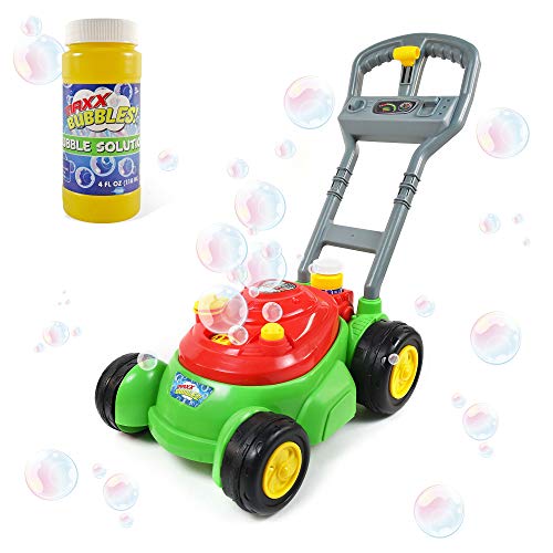 Maxx Bubbles Bubble-N-Go Mower, Includes 4oz Bubble Solution, Bubble Lawn Mower for Toddlers, Outdoor Bubble Toy for Kids, No Batteries Required, Red by Maxx Bubbles - Used condition - US$20.17